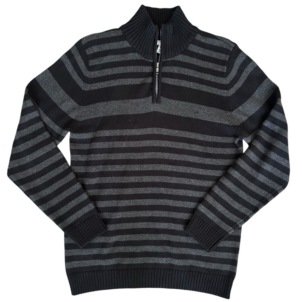 Boy’s XL 18/20 NWT Calvin Klein Black and Gray Striped Sweater